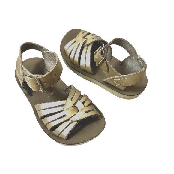 Hoy Sun-San Metallic Gold Leather Little Girl Toddler Sz 8 Summer Casual Sandals - Picture 1 of 8